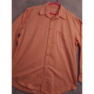 Vintage Brooks Brothers Shirt Mens Large Midweight Oxford Orange Preppy 90s L